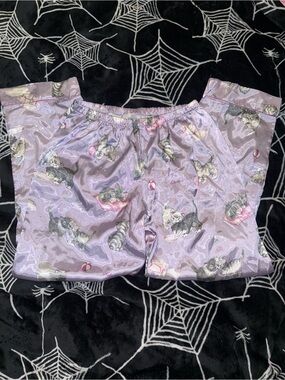 Nick & Nora Lavender Satin Cat-Print Pajama Shorts